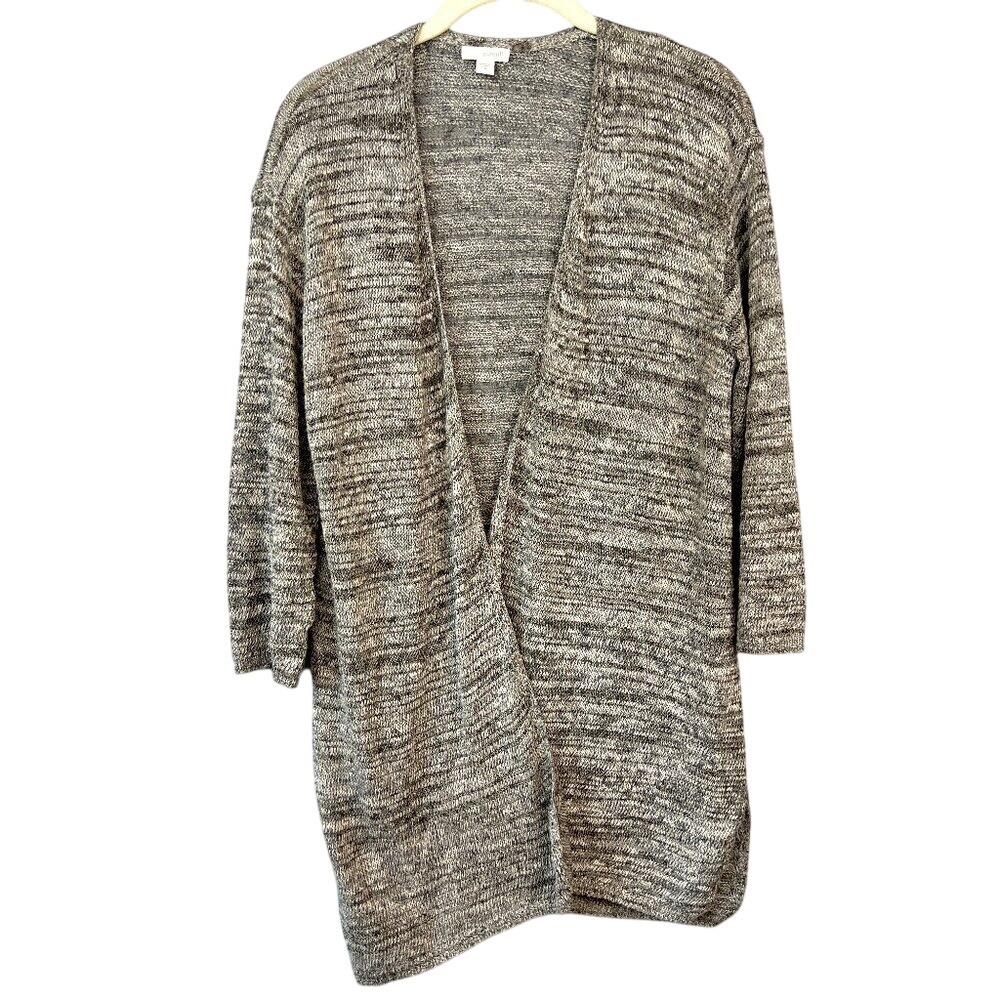 J. Jill‎ Pure Jill Cotton Blend Longline Knit Open Front Cardigan Size M